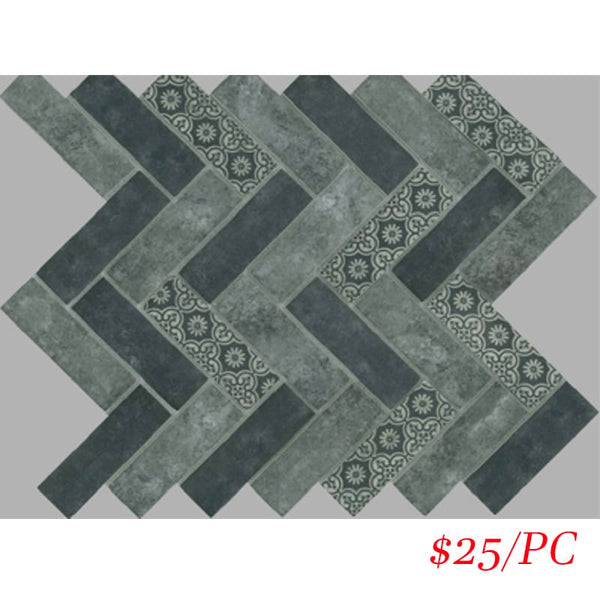 Victiles Tile SIG240 SIGNATURE HERRINGBONE CHARCOAL SATIN 300X300MM