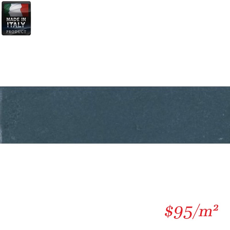 Victiles Tile COR0004 REGOLI BLUE GLOSS PORCELAIN SUBWAY WALL 75X300MM Made In Italy