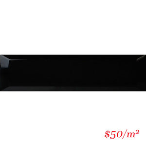 Victiles Tile DS0016 URBAN SUBWAY BEVELLED BLACK MATT 75X300MM