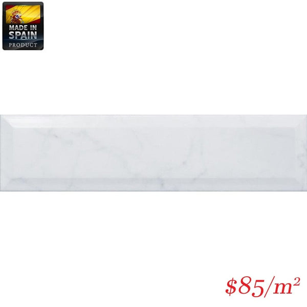 Victiles Tile EQU0011 CARARRA METRO BEVELLED GLOSS 75X300MM Made In Spain