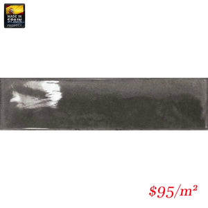 Victiles Tile EQU0014 SPLENDOURS SUBWAY BLACK GLOSS 75X300mm Made In Spain