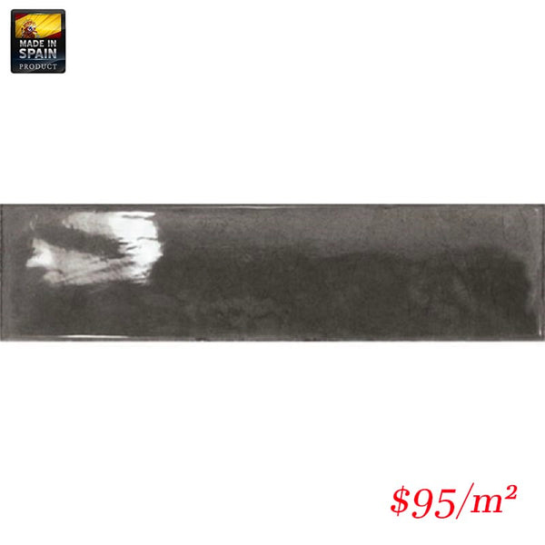 Victiles Tile EQU0014 SPLENDOURS SUBWAY BLACK GLOSS 75X300mm Made In Spain
