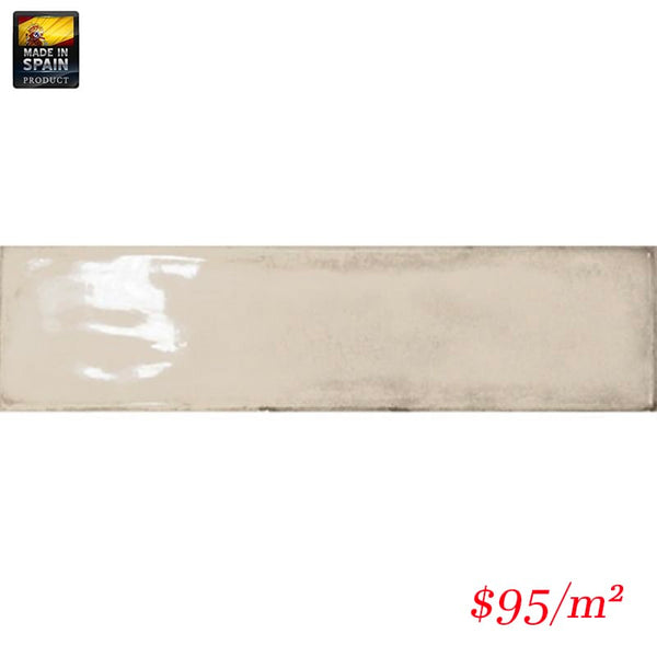Victiles Tile EQU0019 SPLENDOURS SUBWAY CREAM GLOSS 75X300mm Made In Spain