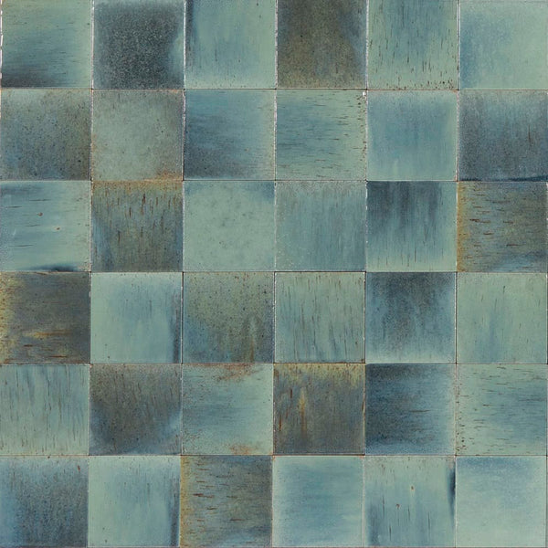 Victiles Tile 1GLEBLG GLEEZE TURCHESE BLUE GLOSS 100X100MM Made in Italy