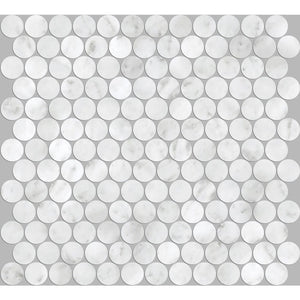 Victiles Tile ART003 PR23CA-H ARTEMIS CARRARA WHITE PENNY ROUND HONED 23X23MM (300X300mm per sheet)