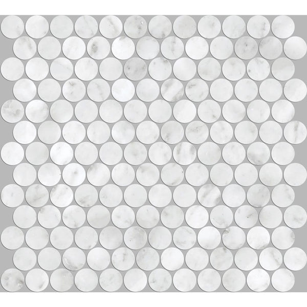 Victiles Tile ART003 PR23CA-H ARTEMIS CARRARA WHITE PENNY ROUND HONED 23X23MM (300X300mm per sheet)