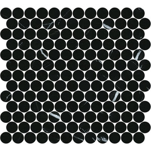 Victiles Tile ART009 PR23NM-H ARTEMIS NERO MARQUINA PENNY ROUND HONED 23X23MM (300X300mm per sheet)