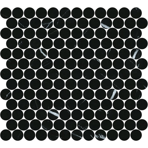 Victiles Tile ART009 PR23NM-H ARTEMIS NERO MARQUINA PENNY ROUND HONED 23X23MM (300X300mm per sheet)