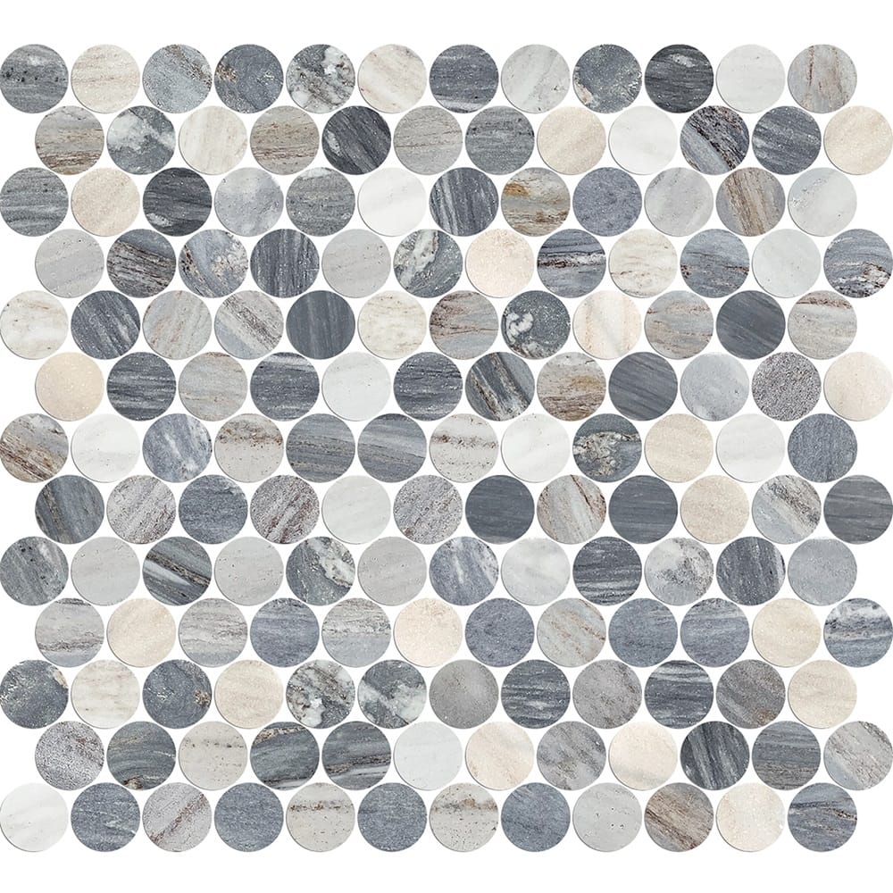 Victiles Tile ART043 PR23BS-H ARTEMIS BLUE SANDSTONE PENNY ROUND HONED 23X23MM (300X300mm per sheet)