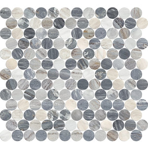 Victiles Tile ART043 PR23BS-H ARTEMIS BLUE SANDSTONE PENNY ROUND HONED 23X23MM (300X300mm per sheet)
