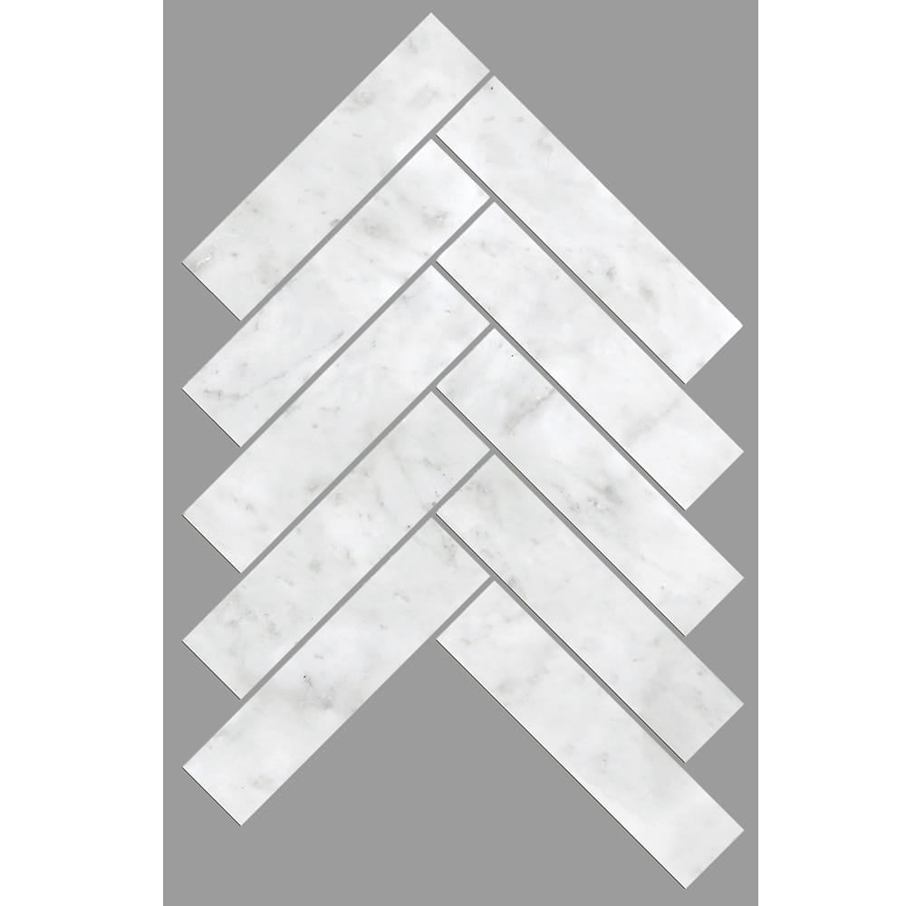 Victiles Tile ART203 HB35150CA-H ARTEMIS CARRARA WHITE HERRINGBONE HONED 35X150MM (235x240mm per Sheet)