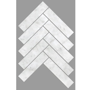Victiles Tile ART203 HB35150CA-H ARTEMIS CARRARA WHITE HERRINGBONE HONED 35X150MM (235x240mm per Sheet)