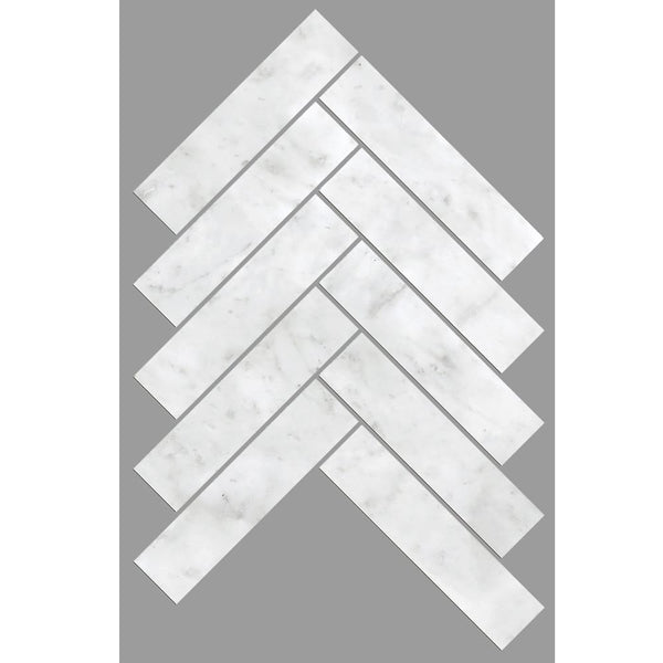 Victiles Tile ART203 HB35150CA-H ARTEMIS CARRARA WHITE HERRINGBONE HONED 35X150MM (235x240mm per Sheet)