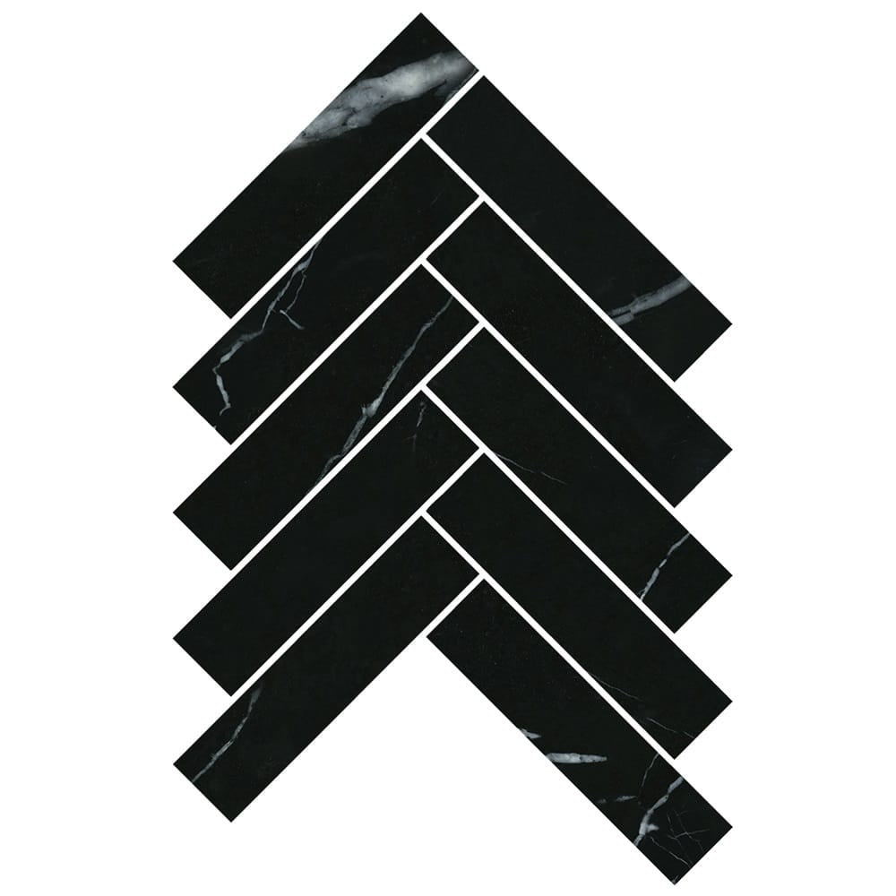 Victiles Tile ART209 HB35150NM-H ARTEMIS NERO MARQUINA HERRINGBONE HONED 35X150MM (235x240mm per Sheet)