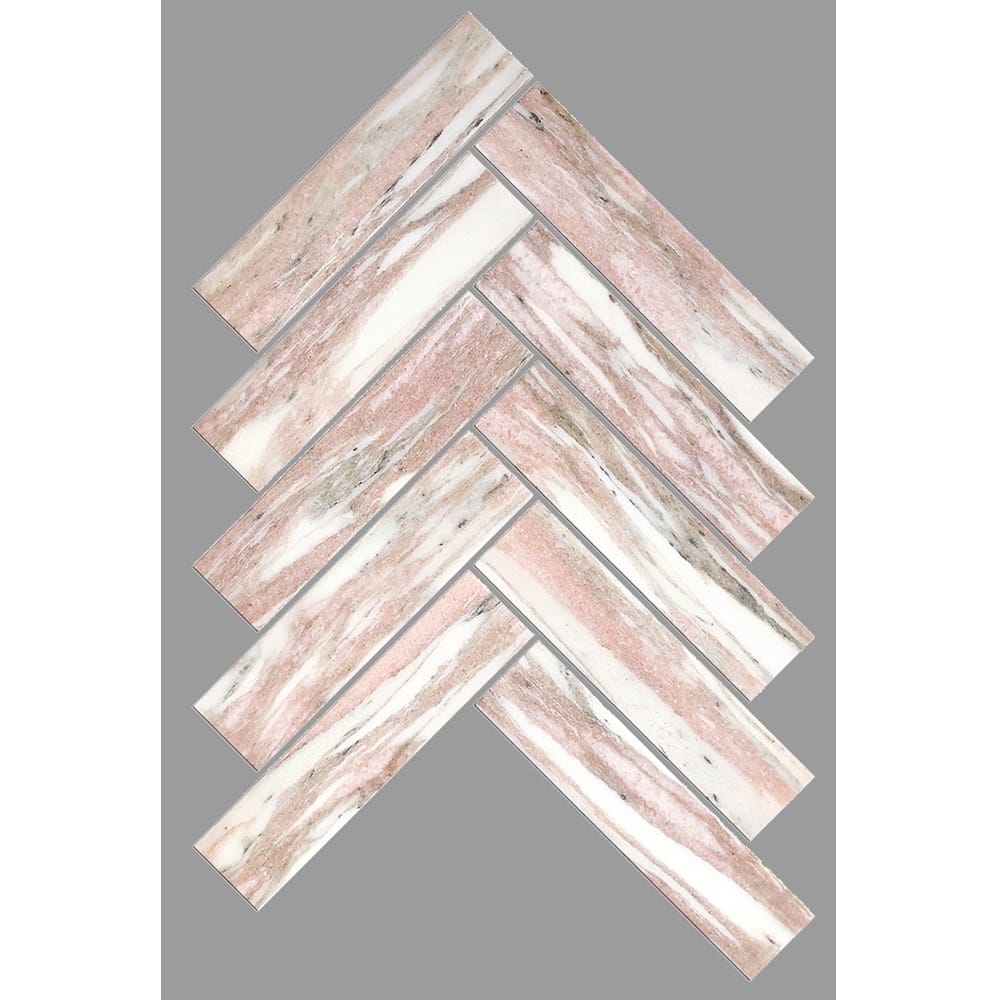Victiles Tile ART227 HB35150NP-H ARTEMIS NORWEGIAN PINK HERRINGBONE HONED 35X150MM (235x240mm per Sheet)