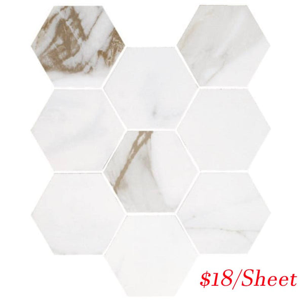 Victiles Tile CALOROHEXP CALACUTTA ORO POLISHED HEXAGON 292X252 MOSAIC