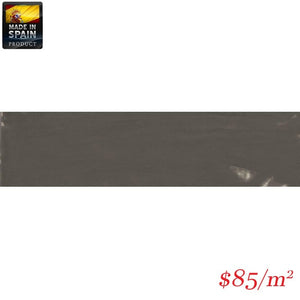 Victiles Tile EQU0006 COTTAGE SUBWAY DARK GREY GLOSS 75X300MM Made In Spain