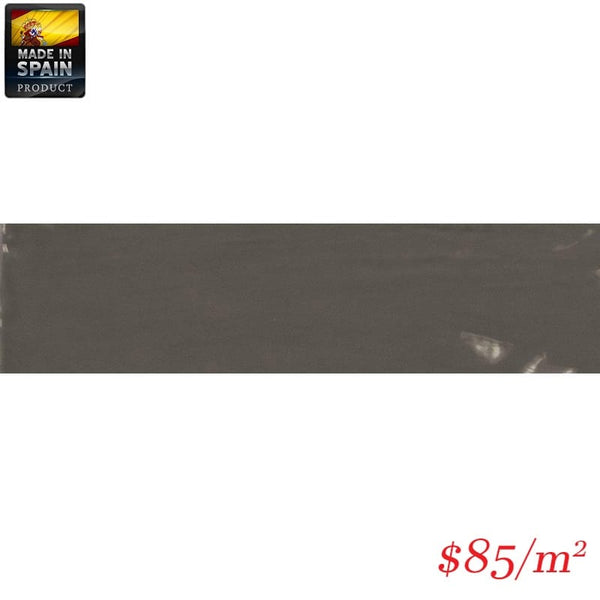 Victiles Tile EQU0006 COTTAGE SUBWAY DARK GREY GLOSS 75X300MM Made In Spain
