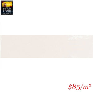 Victiles Tile EQU0007 COTTAGE SUBWAY WHITE GLOSS 75X300MM Made In Spain