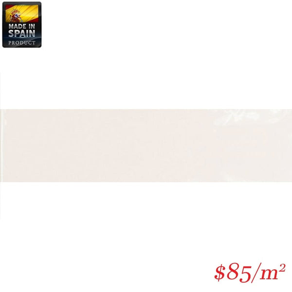Victiles Tile EQU0007 COTTAGE SUBWAY WHITE GLOSS 75X300MM Made In Spain