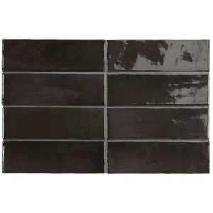 Victiles Tile EQU0087 COCO BLACK HAT GLOSS 50X150MM Made in Spain