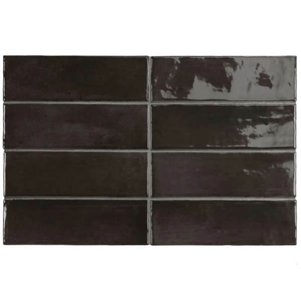 Victiles Tile EQU0087 COCO BLACK HAT GLOSS 50X150MM Made in Spain