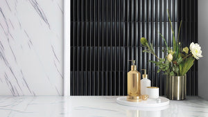 Victiles Tile FINGER MOSAIC PLAIN BLACK CONCAVE 20X145 MATT