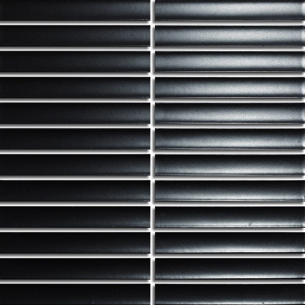 Victiles Tile FINGER MOSAIC PLAIN BLACK CONCAVE 20X145 MATT