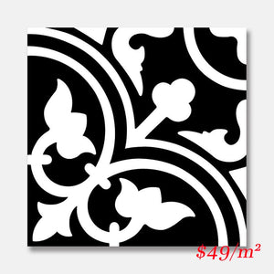 Victiles Tile HER DF314 HERITAGE ASTER BLACK LOOK 200X200 MATT