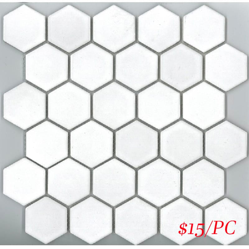 Victiles Tile HEX003 22HE-6110 HEXAGON GLOSS WHITE 300X300MM
