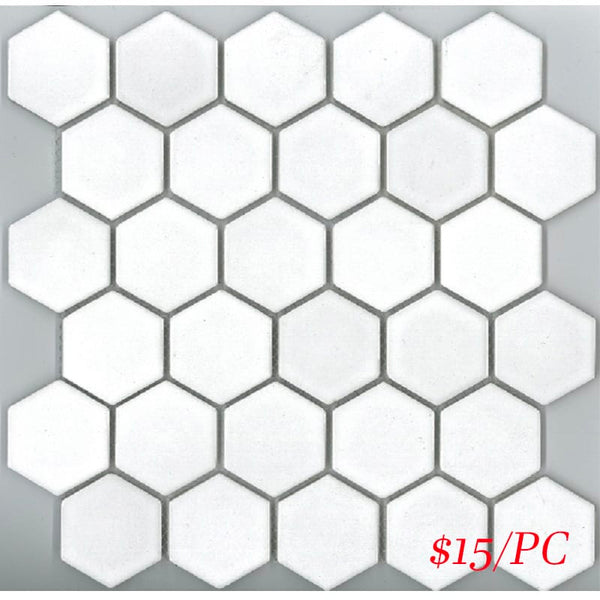 Victiles Tile HEX003 22HE-6110 HEXAGON GLOSS WHITE 300X300MM