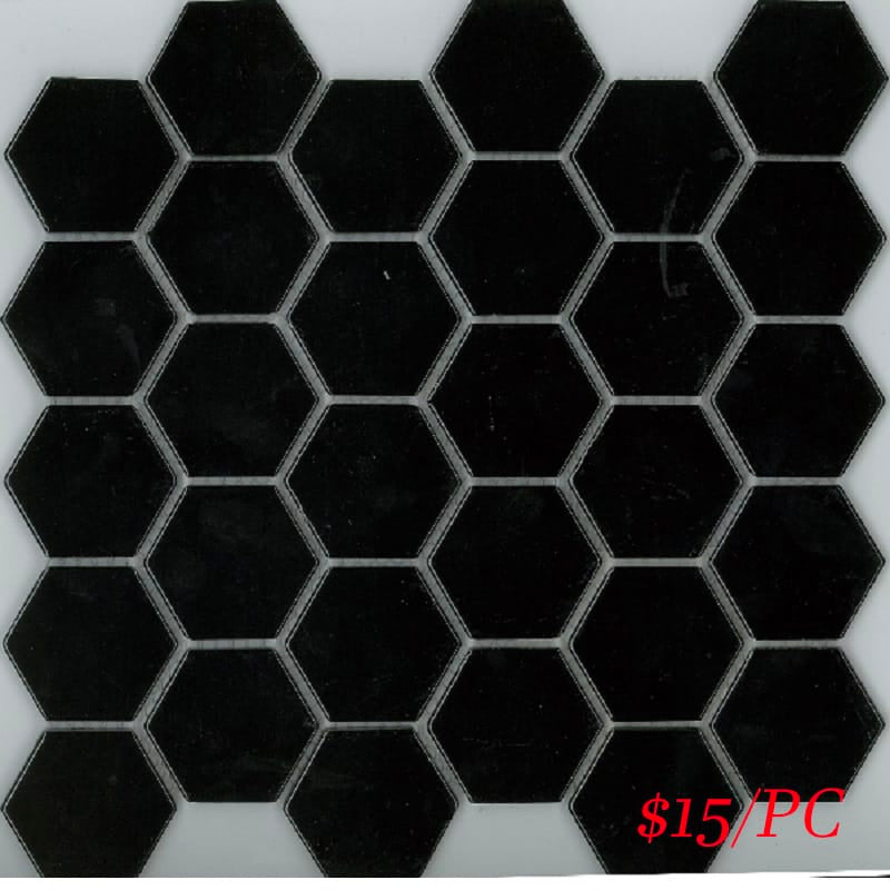 Victiles Tile HEX009 22HE-6790 HEXAGON GLOSS BLACK 300X300MM
