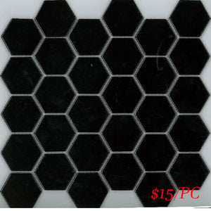 Victiles Tile HEX009 22HE-6790 HEXAGON GLOSS BLACK 300X300MM