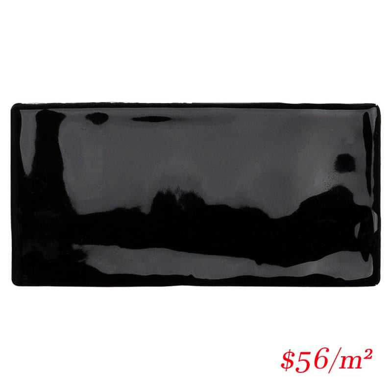 Victiles Tile LUX MID76G LUXE MIDNIGHT BLACK 76x152x9MM GLOSS