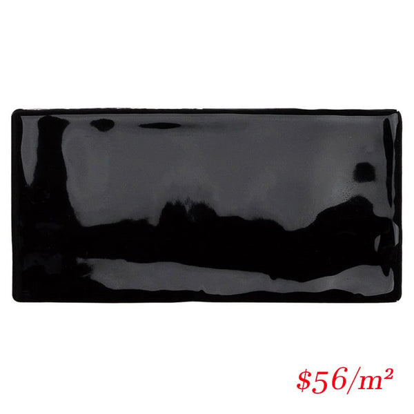 Victiles Tile LUX MID76G LUXE MIDNIGHT BLACK 76x152x9MM GLOSS