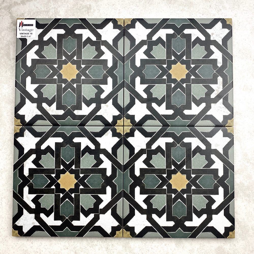 Victiles Tile MARI0035 VINTAGE DECOR 15 GREEN 200X200MM VINDEC15 MADE IN ITALY