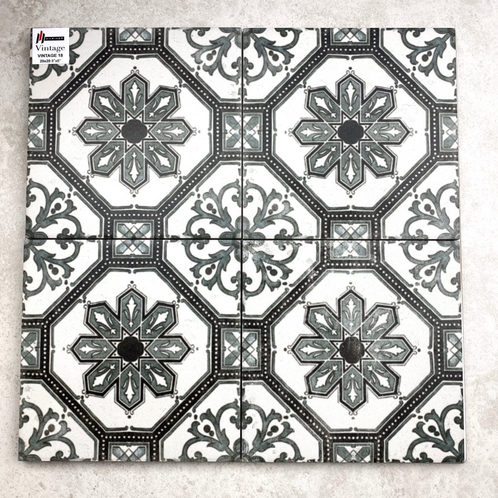 Victiles Tile MARI0038 VINTAGE DECOR 18 GREEN 200X200MM VINDEC18 MADE IN ITALY