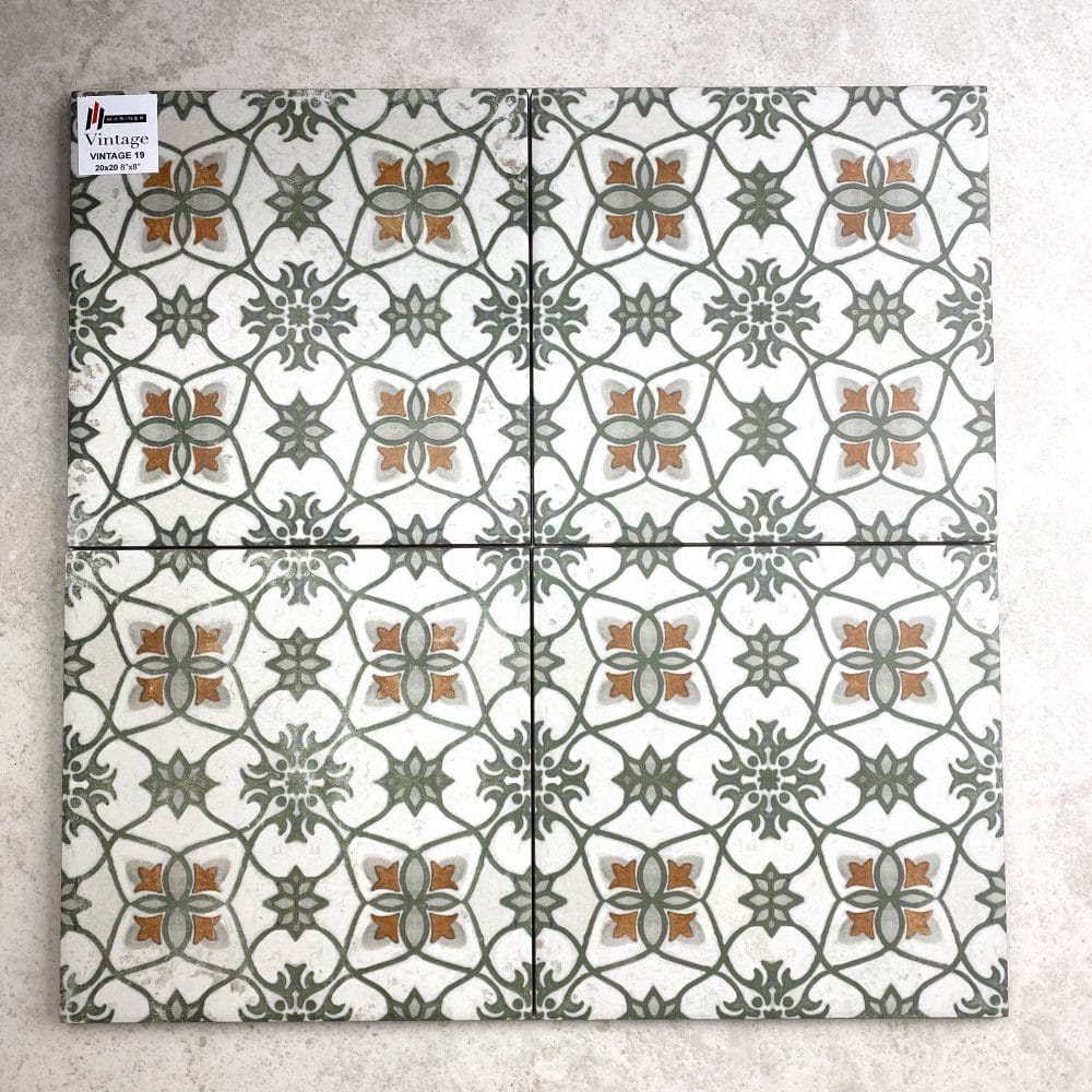Victiles Tile MARI0039 VINTAGE DECOR 19 GREEN 200X200MM VINDEC19 MADE IN ITALY