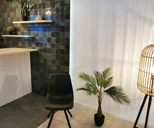 Victiles Tile OMECHG22 OMEGA12 SCORED GRAFITO CHARCOAL GLOSS 243X243MM Made in Spain