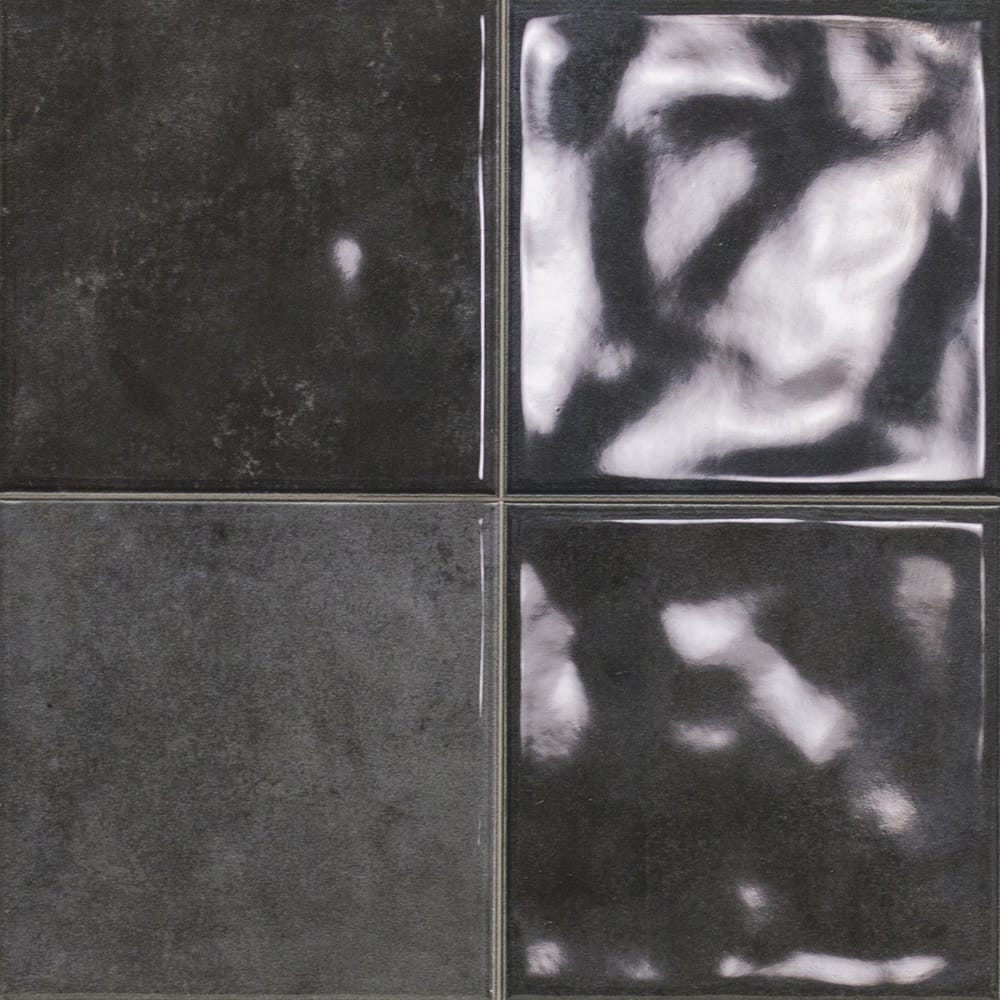 Victiles Tile OMECHG22 OMEGA12 SCORED GRAFITO CHARCOAL GLOSS 243X243MM Made in Spain