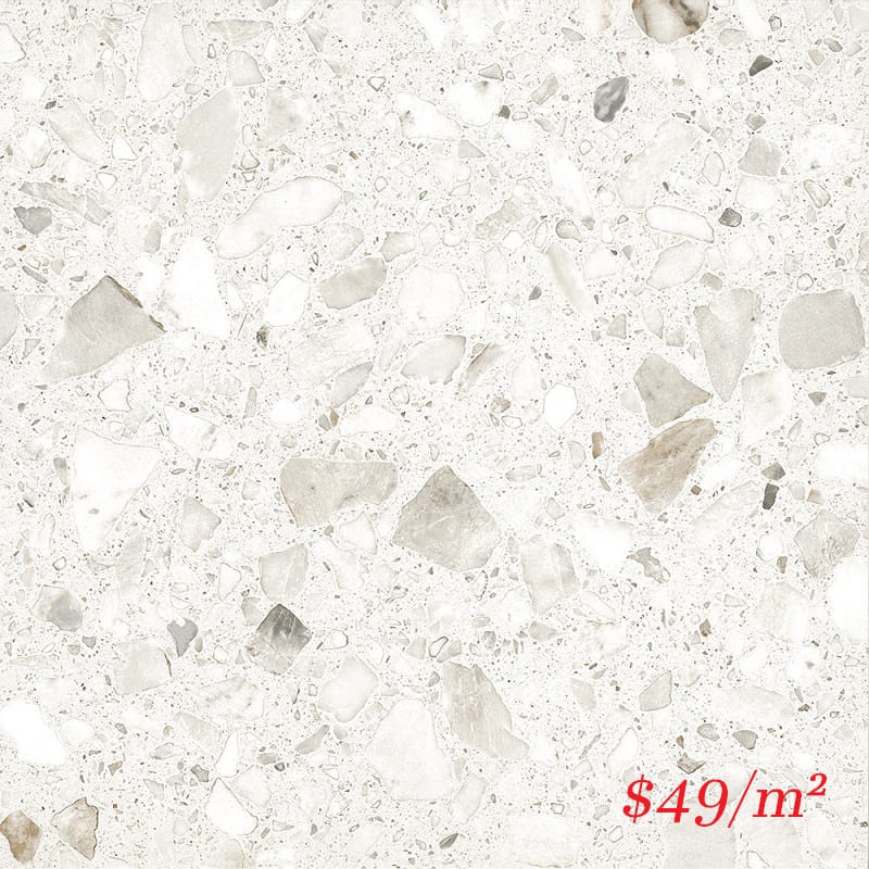 Victiles Tile TES MAR60M SWC TERRAZZO STONE MARSHMALLOW 600X600MM MATT