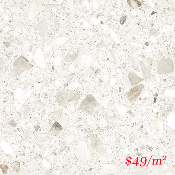 Victiles Tile TES MAR60M SWC TERRAZZO STONE MARSHMALLOW 600X600MM MATT