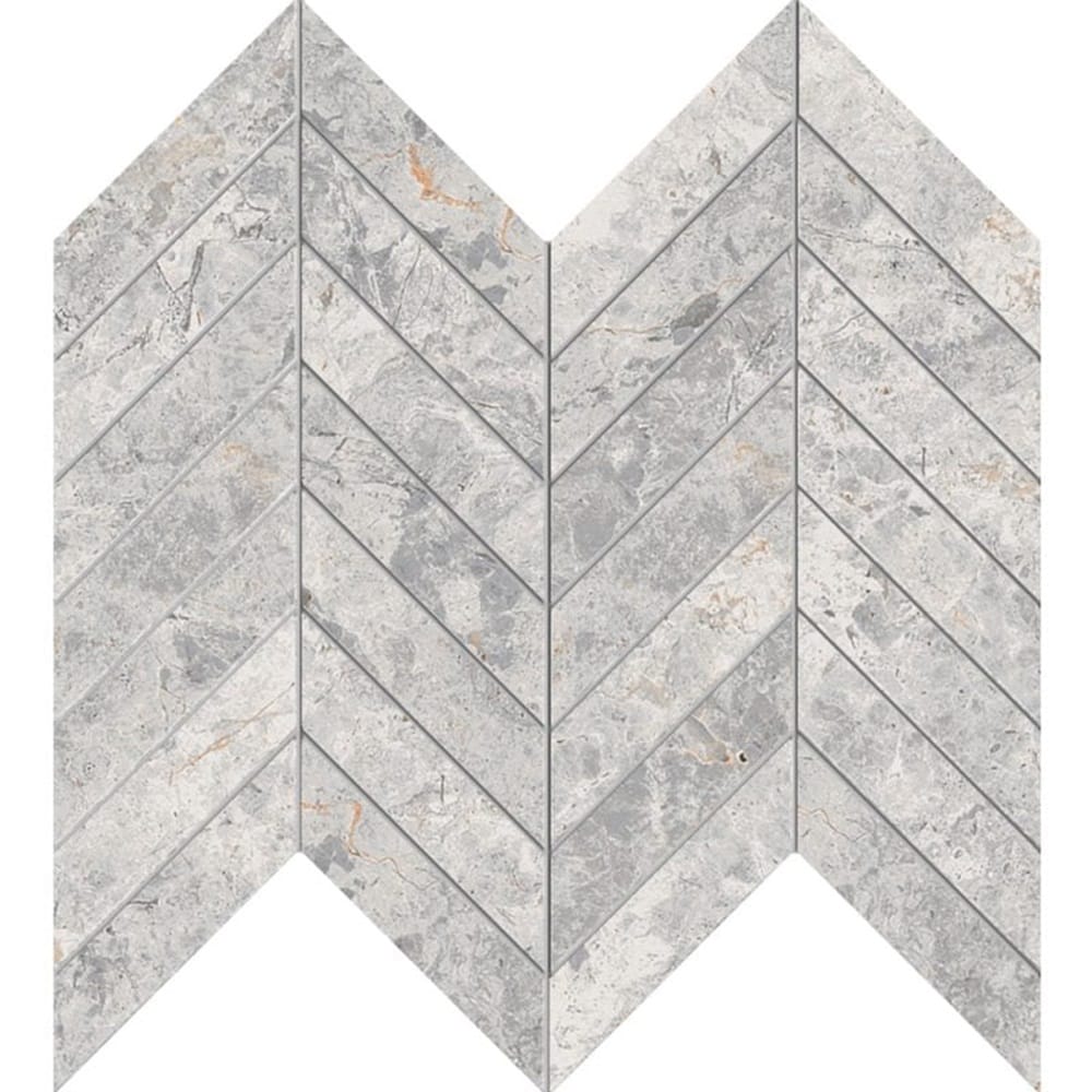 Victiles Tile TUNDRA GREY CHEVRON 22X98MM MOSAIC MATT SMOOTH GRIP