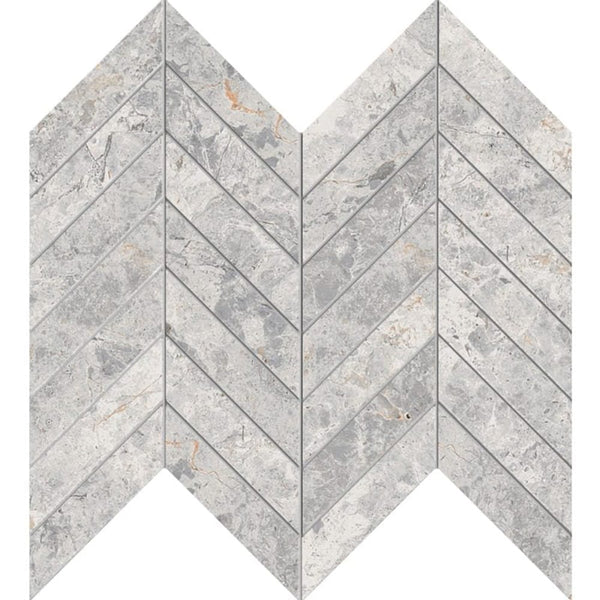 Victiles Tile TUNDRA GREY CHEVRON 22X98MM MOSAIC MATT SMOOTH GRIP
