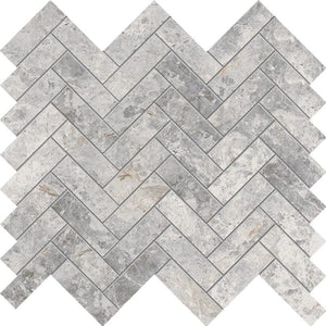Victiles Tile TUNDRA GREY HERRINGBONE 20X64MM MOSAIC MATT SMOOTH GRIP