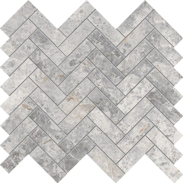 Victiles Tile TUNDRA GREY HERRINGBONE 20X64MM MOSAIC MATT SMOOTH GRIP