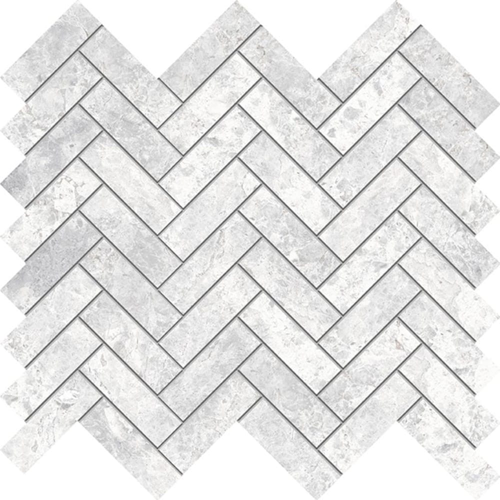 Victiles Tile TUNDRA WHITE HERRINGBONE 20X64MM MOSAIC MATT SMOOTH GRIP