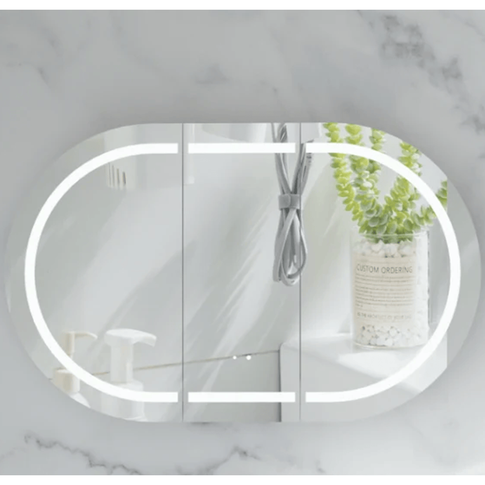 Victiles Vanities C-12075CSMWL CARYSIL MYSTIC 1200X750MM MATTE WHITE OVAL LED SHAVING CABINET