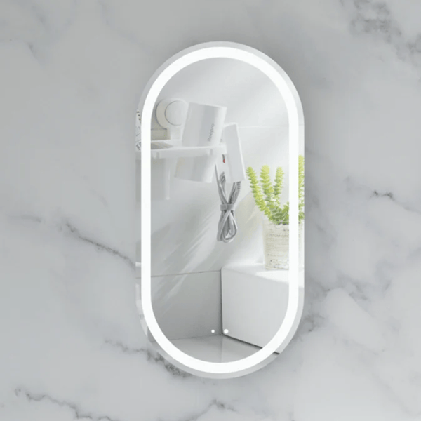 Victiles Vanities C-4590OSMWL CARYSIL NOBLE 450X900MM MATTE WHITE OVAL LED SHAVING CABINET
