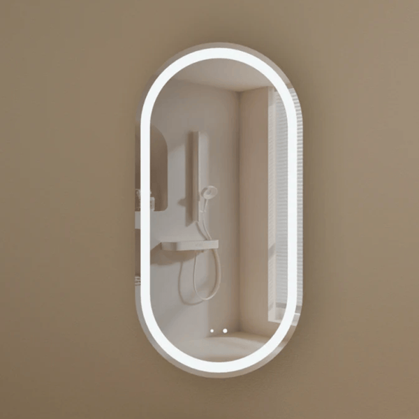 Victiles Vanities C-4590OSWAL CARYSIL NOBLE 450X900MM WALNUT OVAL LED SHAVING CABINET